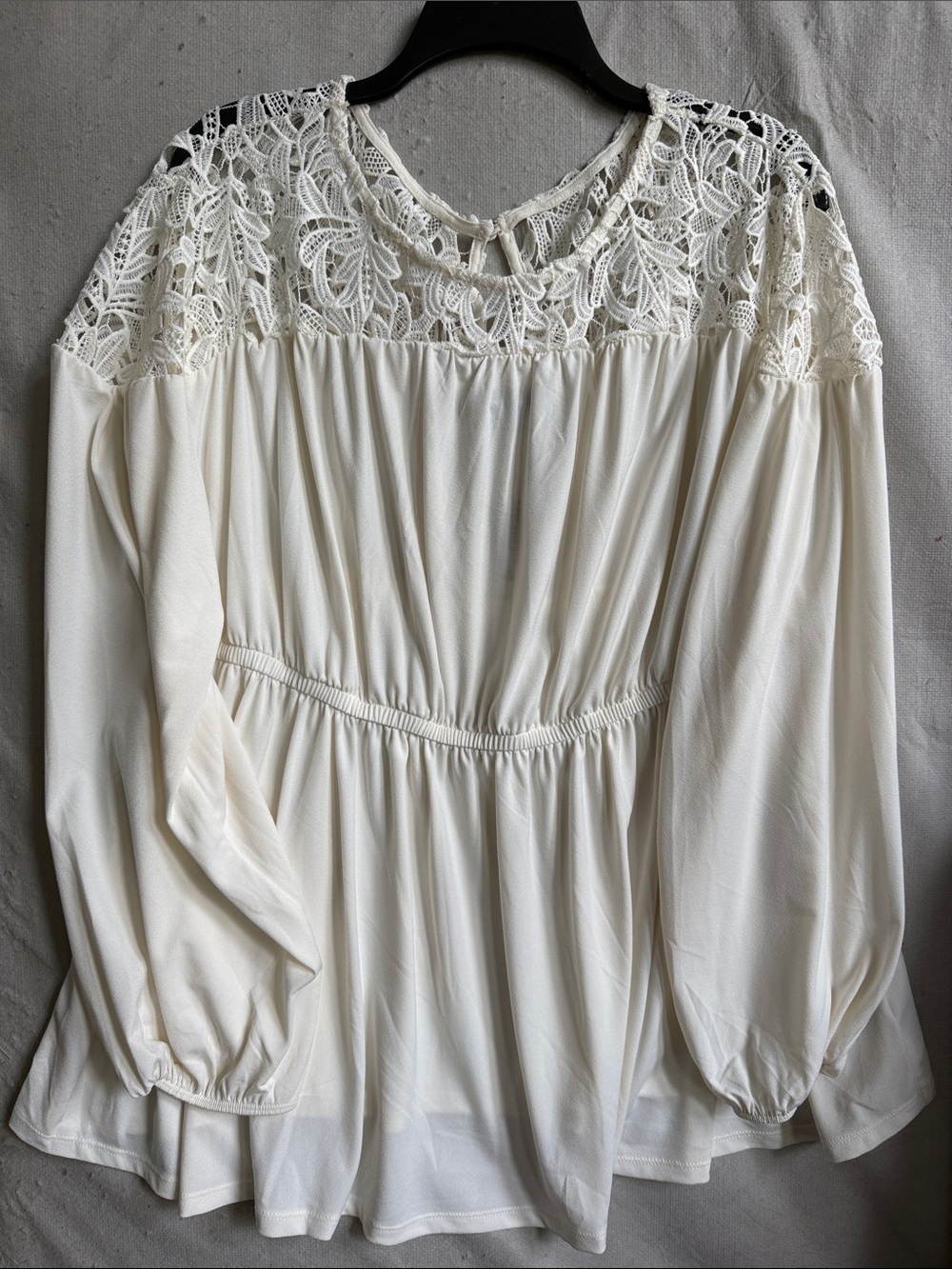 torrid Cream Lace Yoke Long Sleeve Tunic